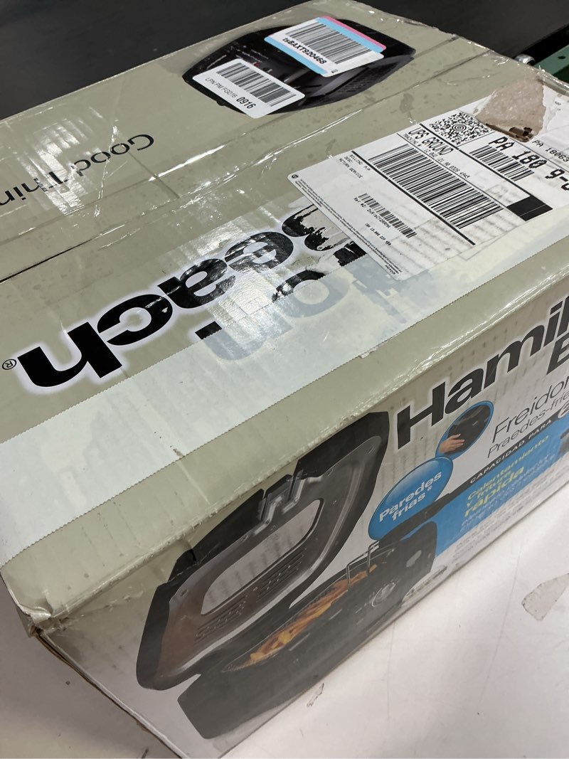 Condition photo showing As Is for Hamilton Beach Cool Touch Electric Deep Fryer with Basket and Lid, 2 Liters / 8 Cups Oil Capacity, Adjustable Temperature, 1500 Watts for Fast Heat-up, viewing Window Easy to Clean, Black (35021)