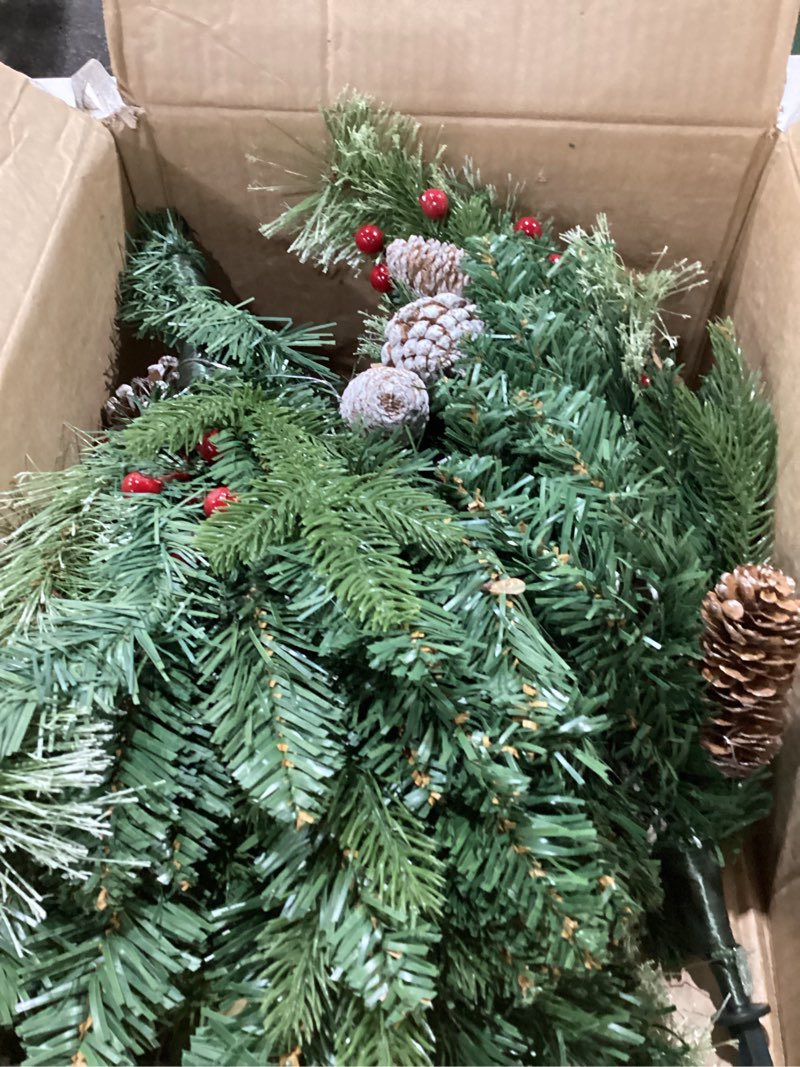 Condition photo showing New/Like New for 2 Pack 33" Outdoor Christmas Tree Urn Fillers with 50 Warm&Colorful Change Lights 8 Modes Timer Christmas Decorations Outdoor 230 Branches Pinecones Berries Tripod Stakes Battery Operated Yard Porch 33" Pinecones Red Berries Tree Urn Fillers