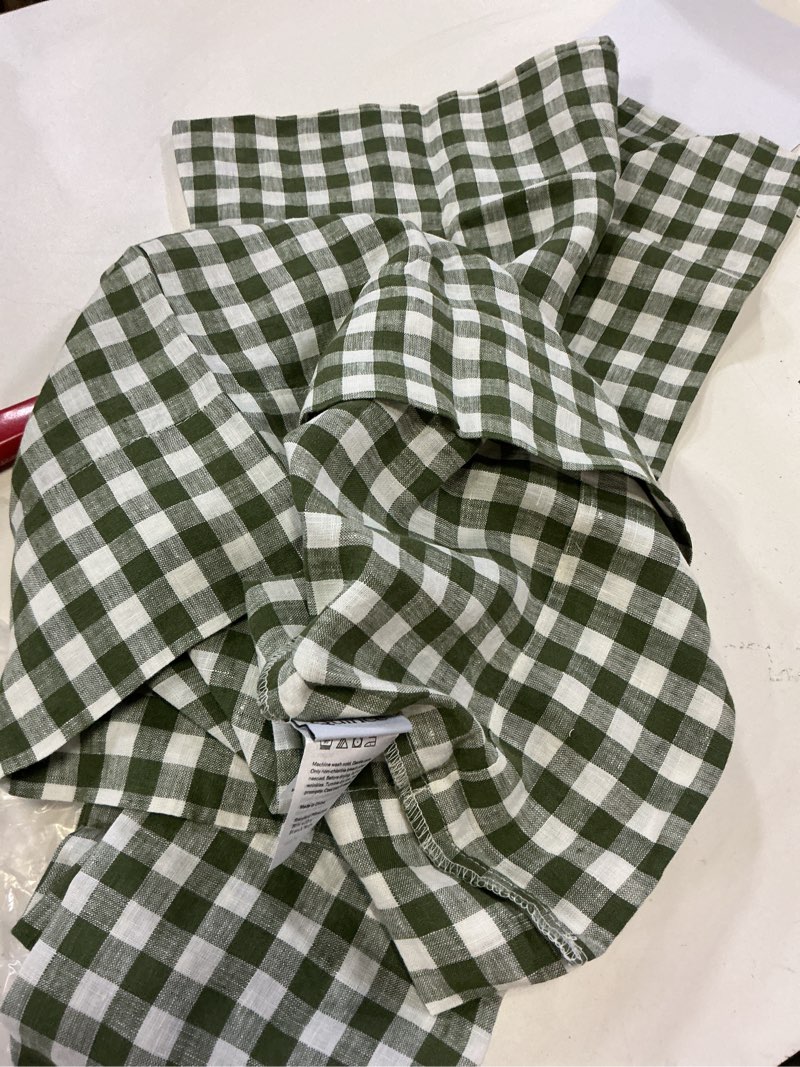 Condition photo showing As Is for european linen gingham pillowcase set, standard, olive