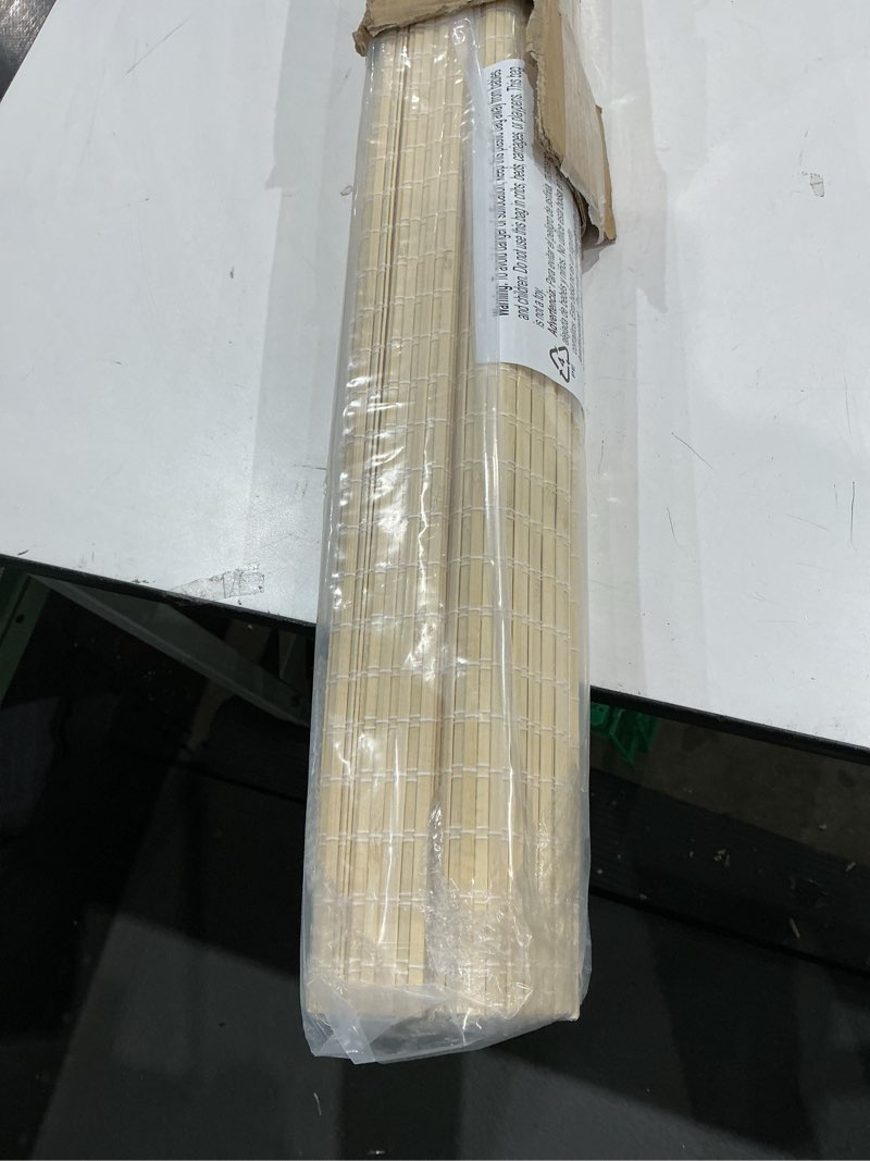 Condition photo showing Good Condition for lazblinds no tools no drill cordless bamboo roman shades, privacy room darkening window treatment, roll up bamboo blinds for window 30'' w x 64'' h, dp-natural dp-natural 30'' w x 64'' h