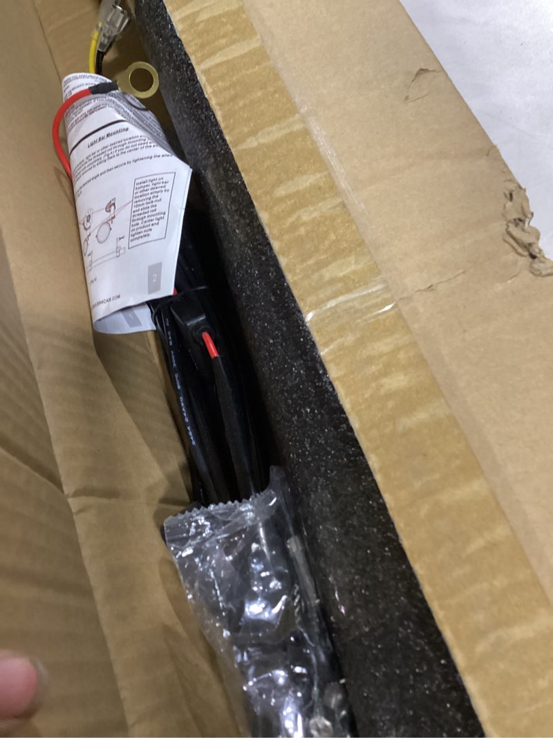 Condition photo showing As Is for 50 Inch 288W Curved LED Light Bar White/Amber Flasing Strobe Light with Six Modes Driving Fog Lights Spot Flood Combo Bumper Lights with Switch Wiring Harness for Offroad Truck 4WD SUV ATV UTV 50 Inch Curved