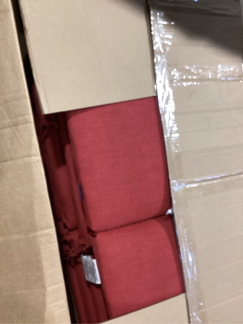 Condition photo showing Good Condition for arden outdoor midback chair cushion, 18 x 16.5, water repellent, fade resistant 18 x 16.5, ruby red leala