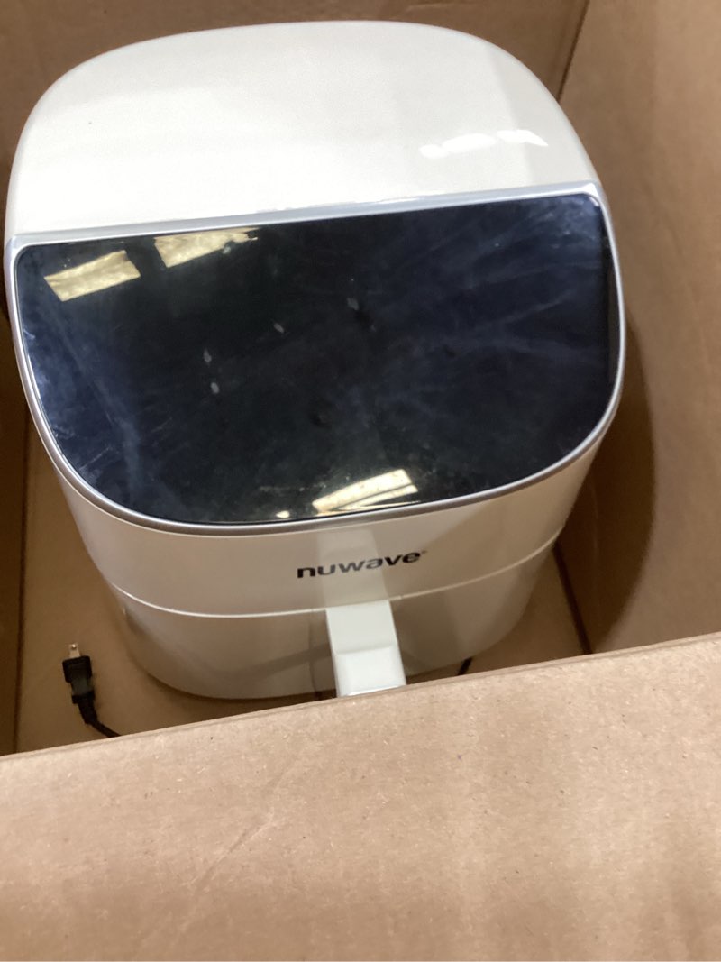 Condition photo showing Good Condition for nuwave brio plus air fryer 8 qt, new & improved, pfas-free, 7 digital one-touch cook functions that air fry, bake, roast, dehydrate, toast, reheat, preheat, 150 presets, 50°f~400°f (cream) 8 quart cream