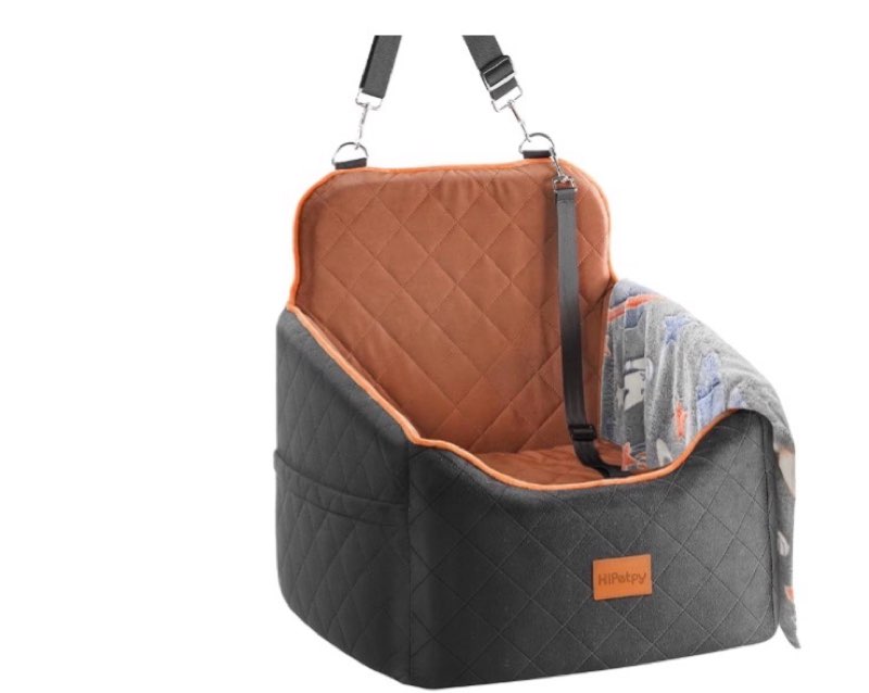 dog car seat for small dog with washable mat, memory foam booster seat for dogs under 30lb, elevated pet seat with pockets, anti-slip bed for car, perfect for front & back seats with safety leash