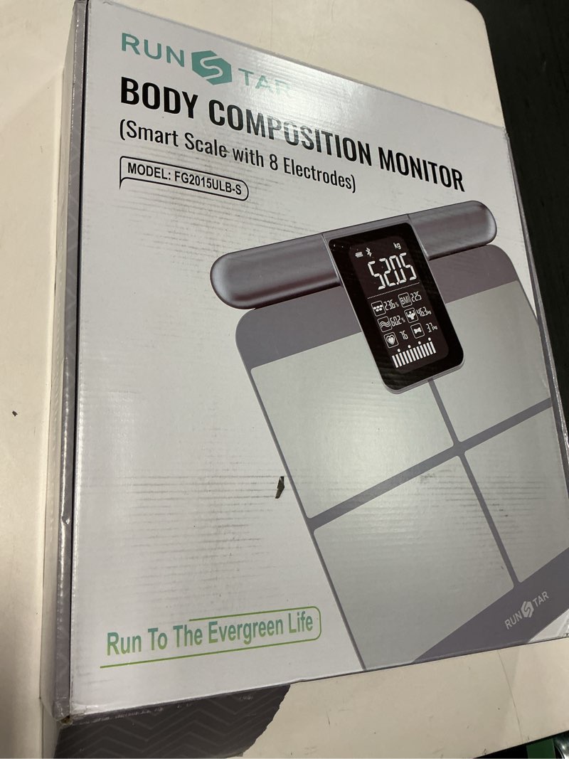 Condition photo showing New/Like New for RunStar Scale for Body Weight and Fat Percentage, 8-Electrodes Precision Digital Smart Scale for BMI 28 Body Composition Measurement, Silver Bathroom Smart Scales with Large Display