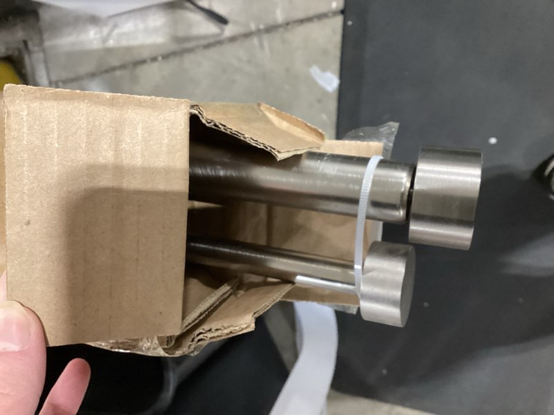 Condition photo showing As Is for Double Curtain Rods for Windows 36-72 Inches, 1'' Front and 5/8''Back Double Drapery Rods with Premium Aluminum Brackets and End Cap Finials, Adjustable Brushed Nickel Double Window Curtain Rod