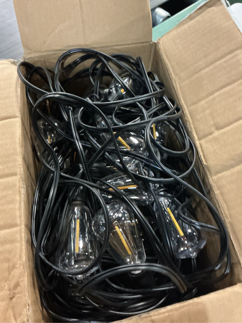 Condition photo showing Good Condition for addlon 100ft led outdoor string lights with remote waterproof patio lights with shatterproof st38 replaceable bulbs, dimmable outside hanging light connectable for porch, backyard 100ft(30 sockets)