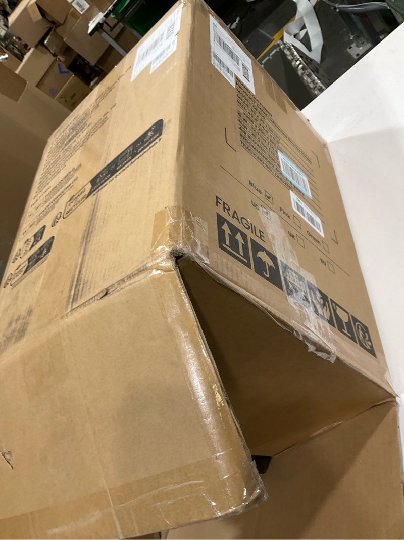 Condition photo showing As Is for Indoor Bounce House with Slide, Inflatable Bouncy House for Kids 3-6, Bounce Area 6'x6', Capacity 300 lb - Blue