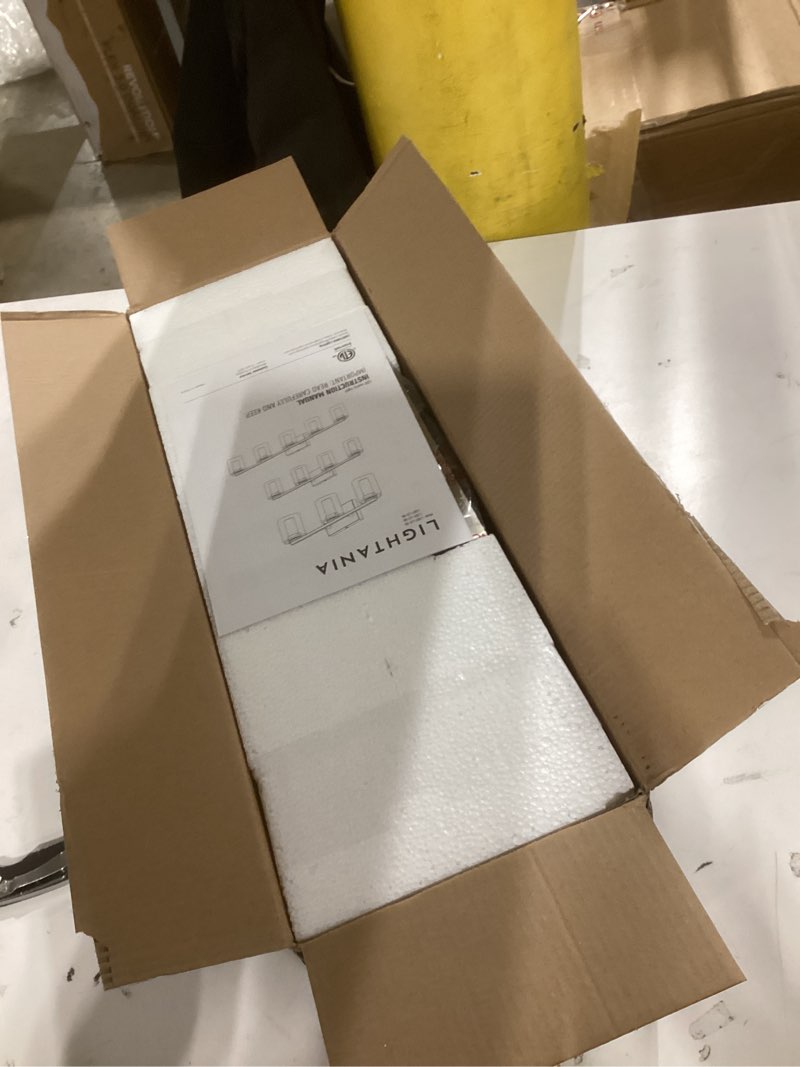 Condition photo showing As Is for LED Modern Bathroom Light Fixtures Over Mirror, 3-Light Brushed Nickel Vanity Lights with 5 Color Modes, Dimmable Bathroom Vanity Light with Crystal Bubble Glass, 2700K-6500K Adjustable, ETL 3 Lights