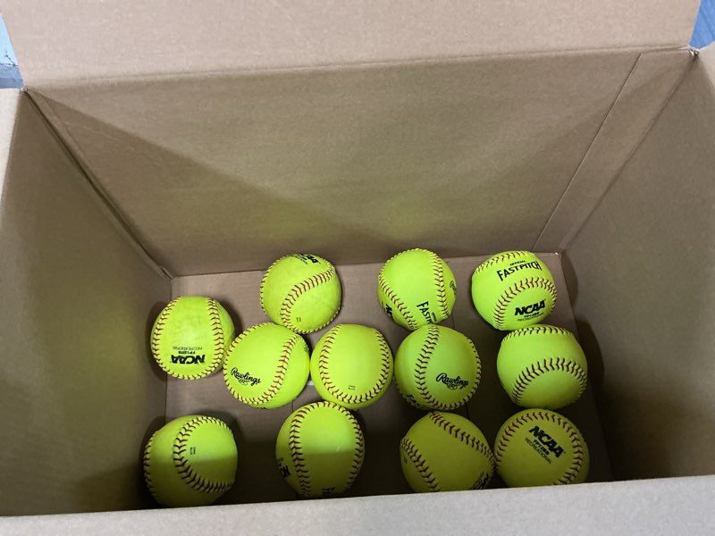 Condition photo showing As Is for Rawlings | NCAA Recreational Fastpitch Softballs | 11" & 12" Options | 6 & 12 Count Options 12" 12 Count