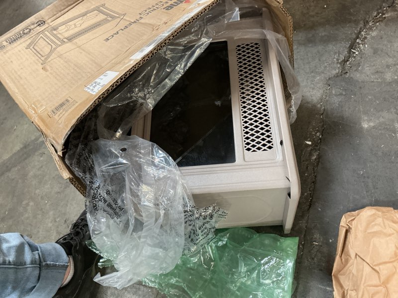 Condition photo showing As Is for Duraflame Tabletop Electric Fireplace w/ Flame Effect FRENCH GREY