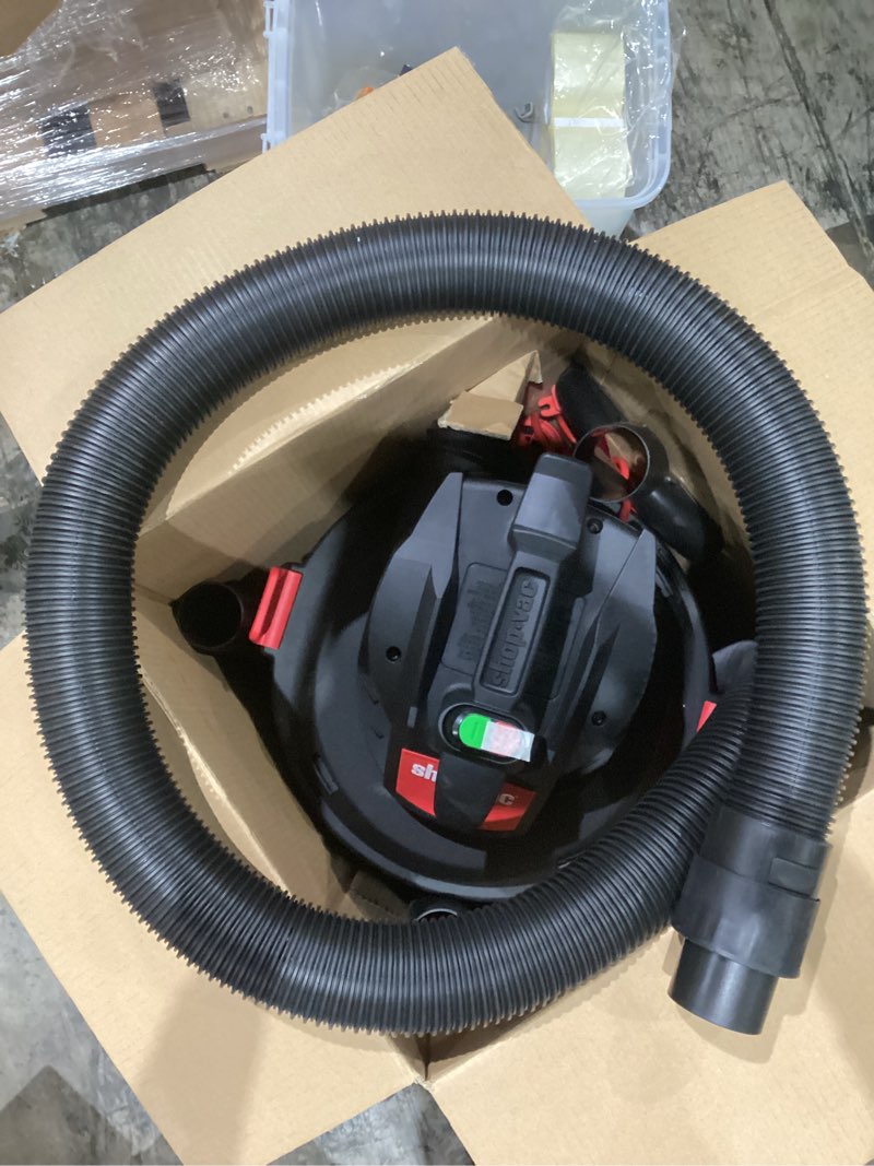 Condition photo showing New/Like New for shop-vac 12-gallon 6 hp corded wet/dry shop vacuum with accessories included
