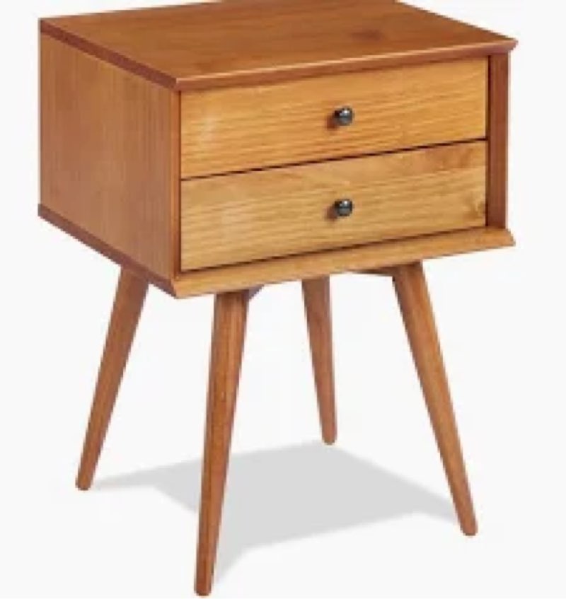 eco flex furniture mid century night stand castanho finish