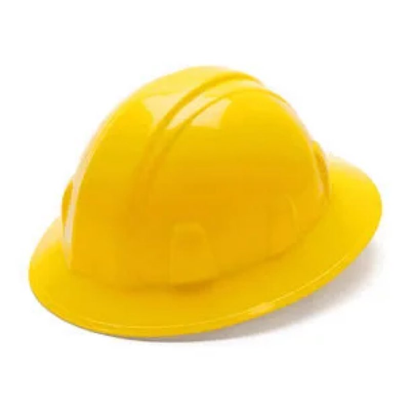 pyramex hp24130 full brim hard hat 4 point ratchet suspension - yellow