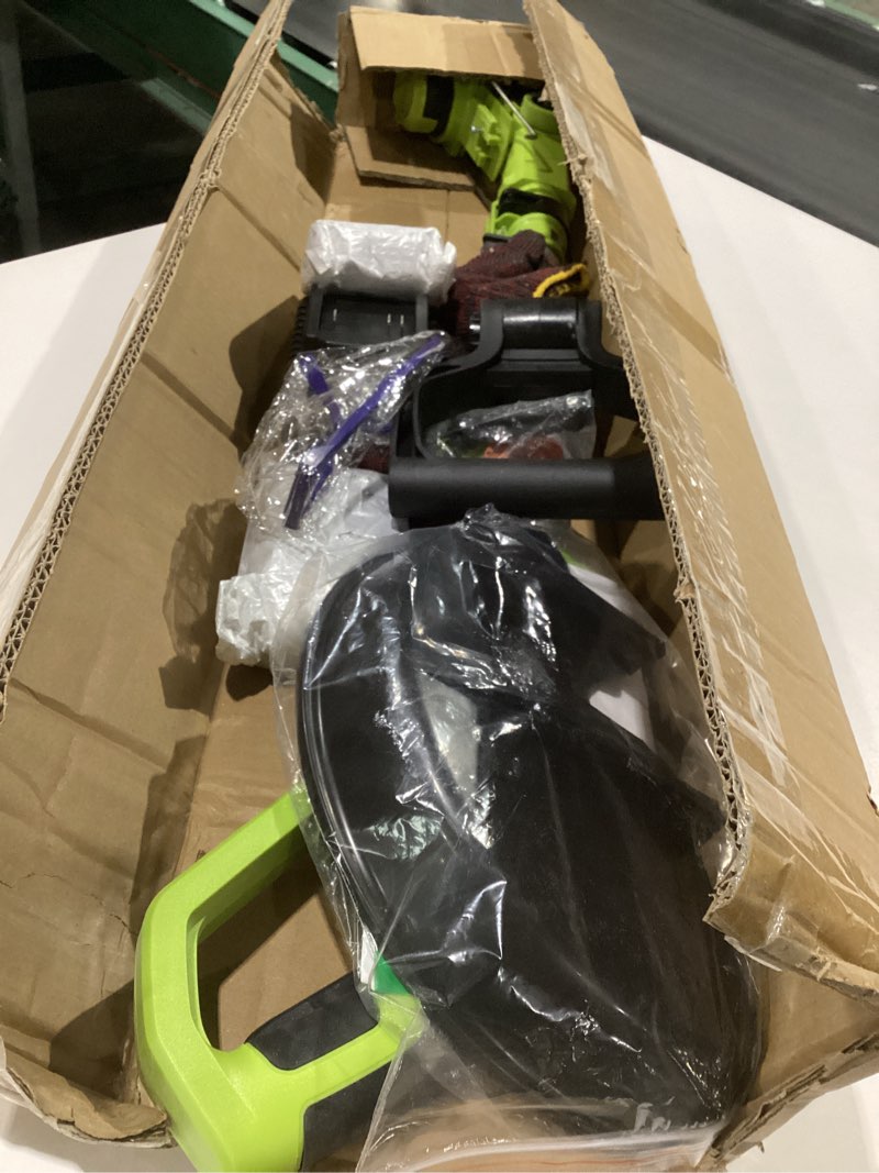 Condition photo showing As Is for 21V String Trimmer Cordless, Battery Powered, Electric Grass Trimmer with 2 x 2.0Ah Batteries, 12 Inch Trimmer and Edger with 4 Bonus Spools for Lawn, Garden Green, NOT TESTED