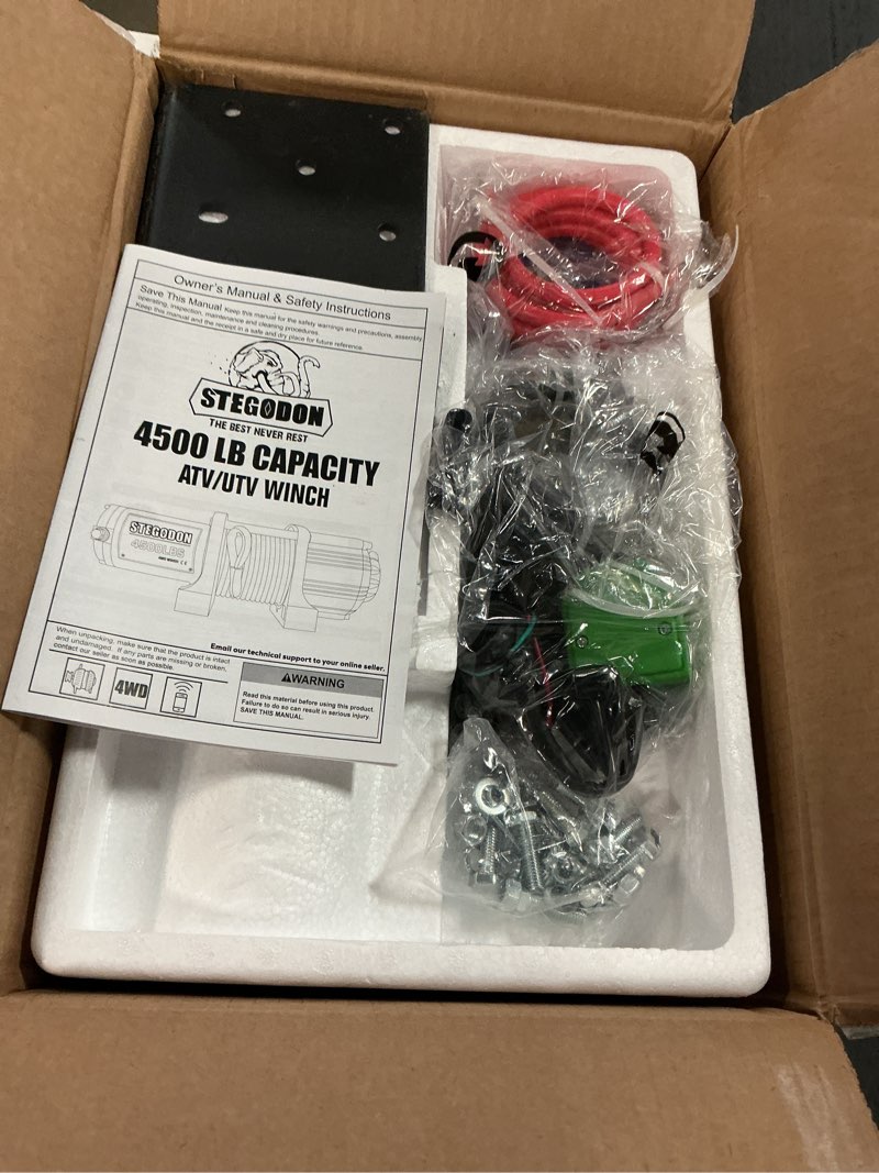 Condition photo showing Good Condition for STEGODON New 4500 lb. Load Capacity Electric Winch,12V Steel Cable Winch with Wireless Handheld Remote and Wired Handle, IP67 Waterproof Electric Winch with 4-Way Roller Fairlead