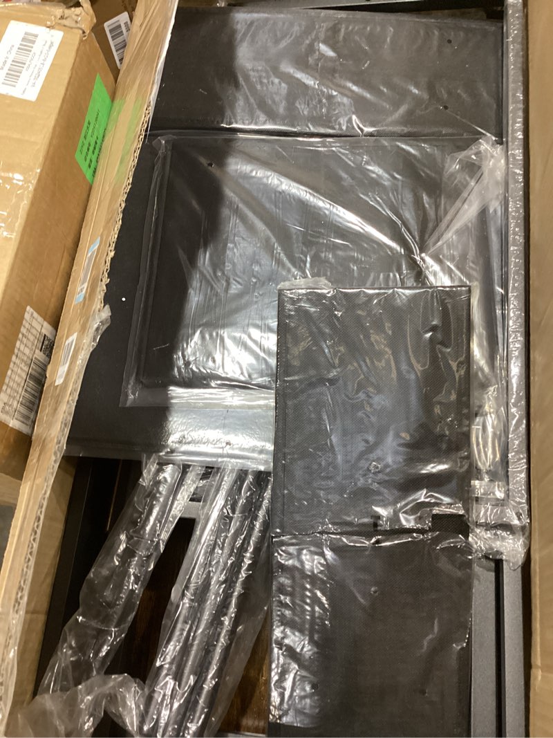 Condition photo showing Good Condition for Laundry Sorter 3 Section with Tabletop & 2 Drawers, Rolling Laundry Hamper with Pull-Out and Removable Bags, Laundry Basket Organizer with Wheels and Shelf, Metal Frame Rustic Brown for Laundry Room 155 L