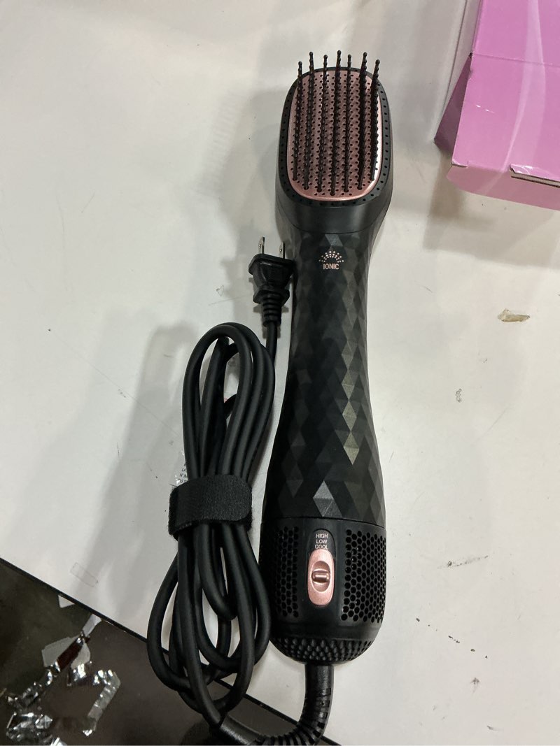 Condition photo showing As Is for 3-in-1 Hair Dryer Brush Straightener, Professional 1200W Ionic Blow Dryer Brush with Ceramic & Tourmaline Technology, 3 Heat/2 Speed Settings One Step Hair Dryer & Styler for All Hair Types Black