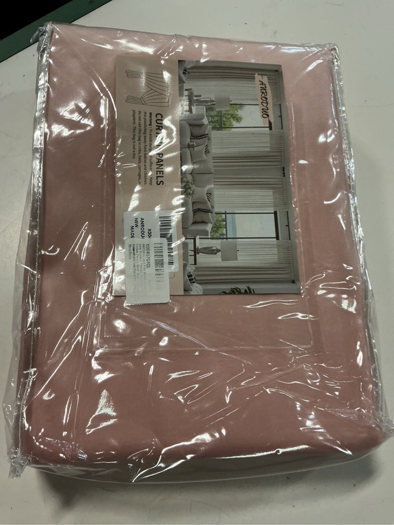 Condition photo showing New/Like New for anroduo light pink velvet curtains 63 inches long blackout thermal insulated soundproof curtain privacy room darkening curtains grommet window drapes for bedroom living room 42 x 63 inch set of 2 light pink 42"w x 63"l (pack of 2)