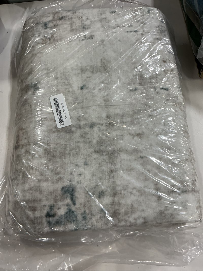 Condition photo showing Good Condition for area rugs living room rug - 4x6 washable modern abstract soft neutral non-slip carpet large indoor floor stain resistant thin carpets for bedroom dining room farmhouse nursery home office multi multi color 4' x 6' (rectangular)