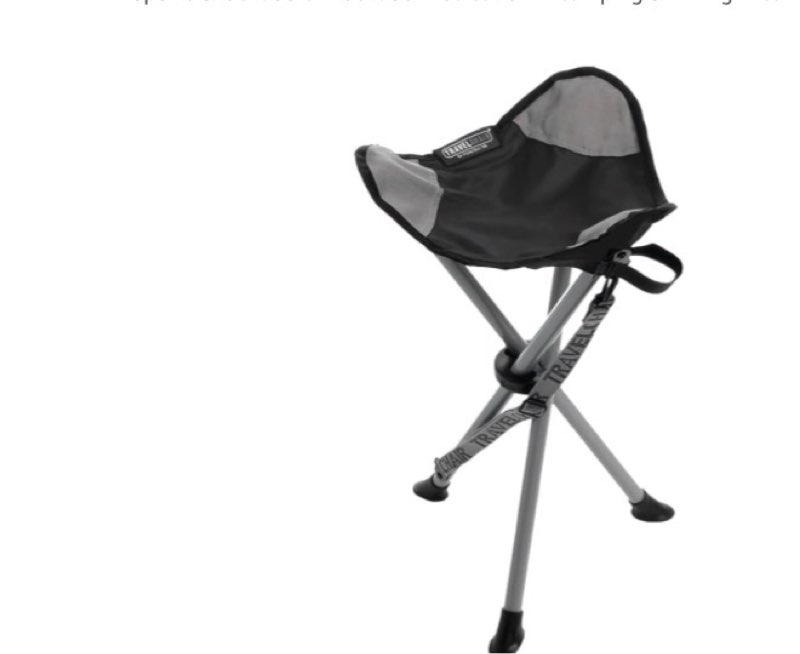 travel chair slacker tripod chair for camping, lightweight chair, adjustable carry strap for easy transport | oversized duck feet for improved stability | perfect for outdoor adventures (black)