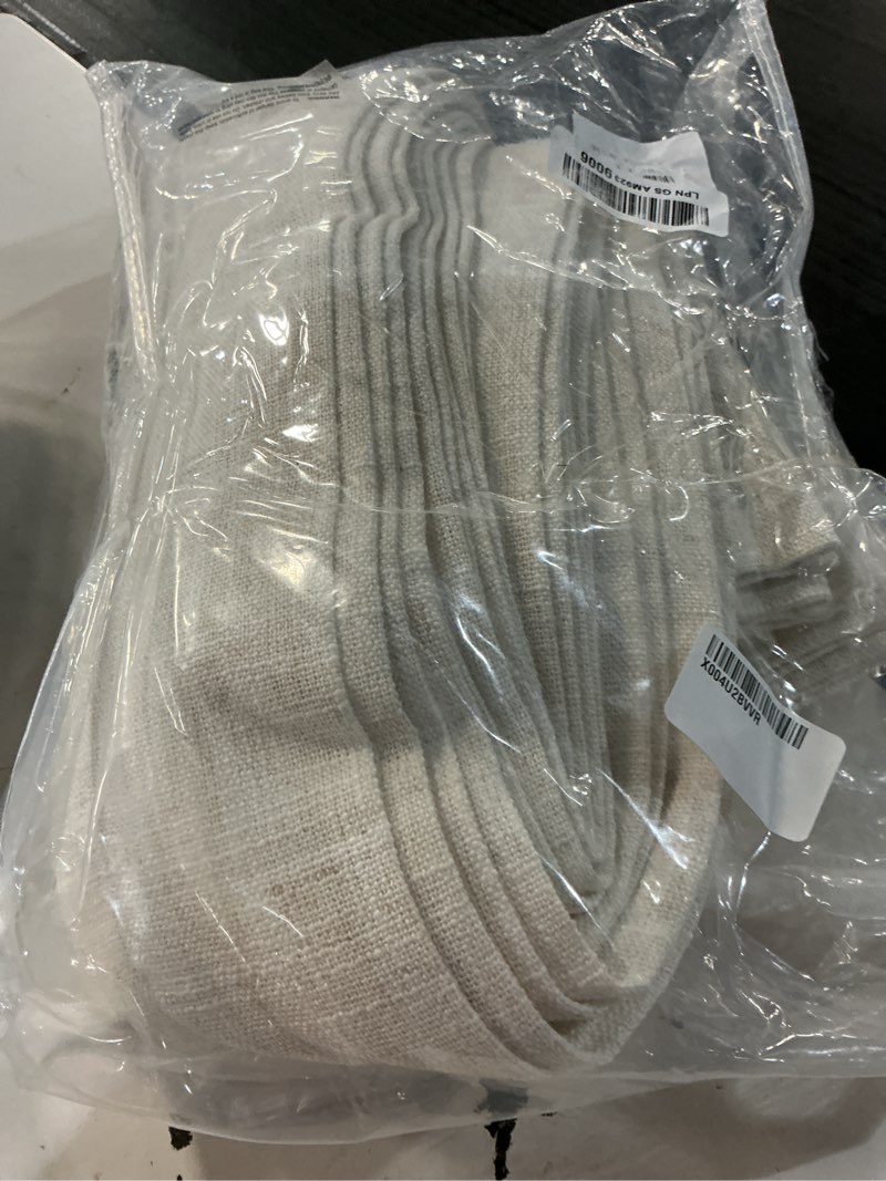 Condition photo showing Good Condition for pinch pleated linen curtains 96 inches long for living room, thick semi sheer light filtering memory-trained back tab drapes, natural pinch pleat curtain with hooks rings for bedroom office, 2 panels