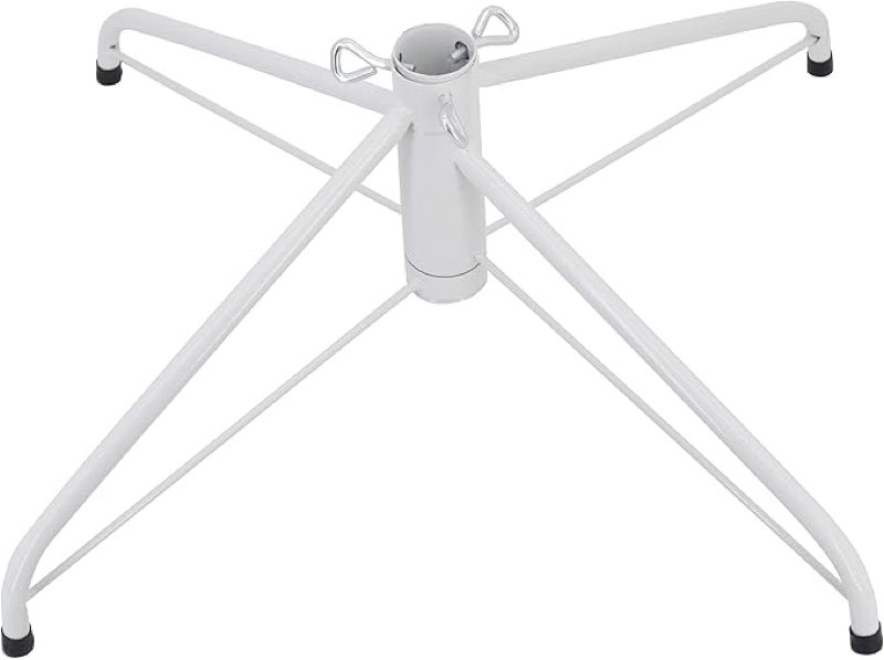 ELFJOY White Christmas Tree Stand 19.7" Iron Metal Bracket Rubber Pad with Thumb Screw 50cm White