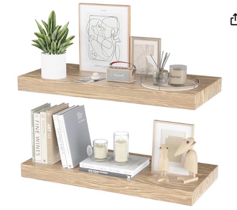 Popishelves natural wood floating shelf