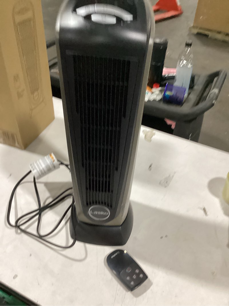 Condition photo showing Good Condition for Lasko - Portable Ceramic Tower Space Heater with Remote Control - Black/Silver