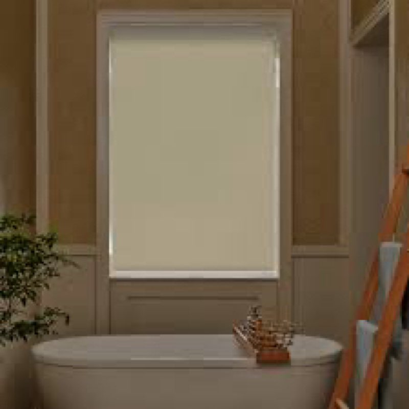 allesin zen no drill no tools blackout roller shades for windows, (beige 34 x 48), renter-friendly, 