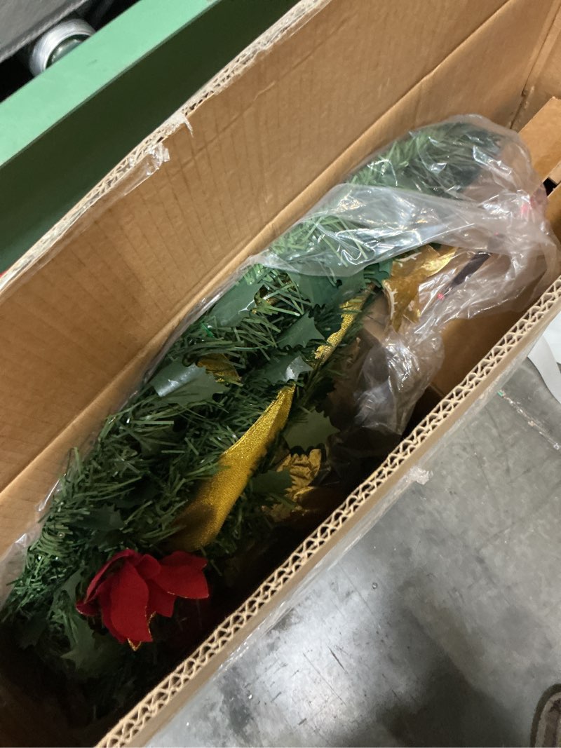 Condition photo showing New/Like New for Decoway Pre Lit Pre Decorated Christmas Tree Pop Up 7.5ft with Warm White LED Lights,Holiday Party Decorations,Red Gold 7ft 6in