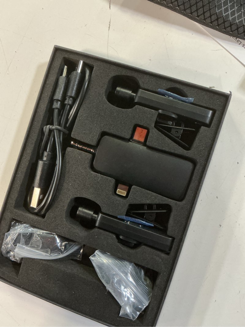 Condition photo showing Good Condition for pqrqp 3 in 1 professional wireless lavalier microphone for iphone/android/camera, wireless microphones, mini microphone, crystal clear sound quality for recording, live streaming, clips-elegant black