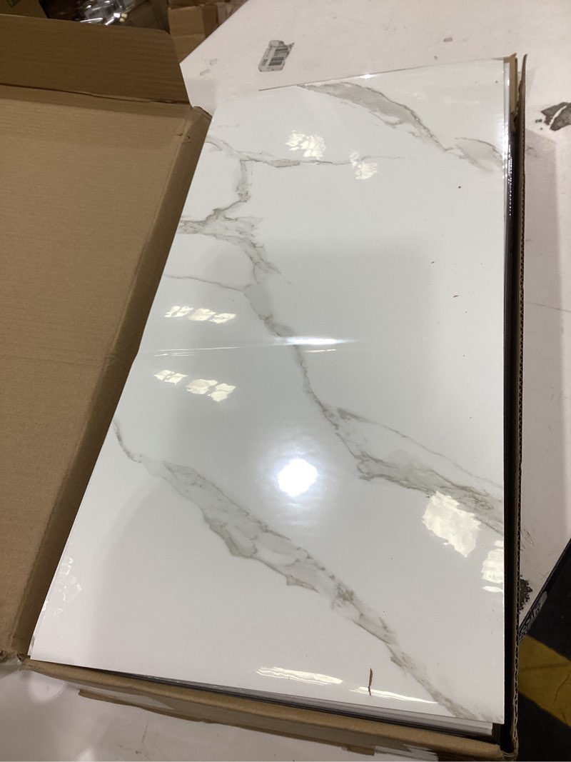 Condition photo showing New/Like New for 22pcs thick marble peel and stick waterproof wall panels,heat-resistant backsplash tile, 23.6"x11.8" pvc foam wall sticker for kitchen,living rooms,tv walls,white gray (not real tile 42.6sq. ft.) white/gray 23.6" x 11.8" x 4mm x 22pack