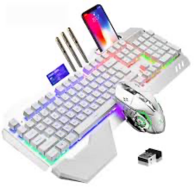  wireless gaming keyboard and mouse, rgb backlit rechargeable keyboard mouse with 5000mah battery metal panel, removable han? reatime@hateidilbreelfiefi0o@atreard 7 color