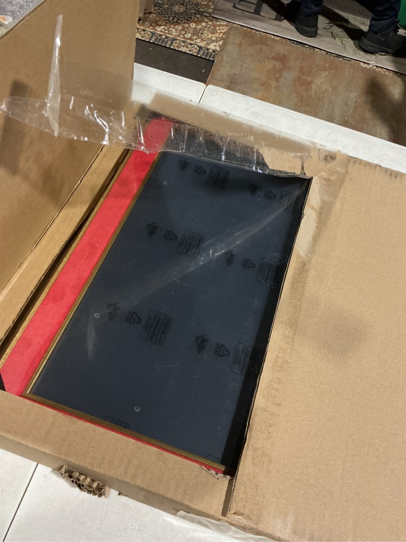 Condition photo showing As Is for euwazram Suede 14x14 Frame - Single Frame, Elegant Red 14 x 14 Poster Frame, 14x14 Picture Frame for Artwork, Puzzles, Photos, and Movie Posters Red 14" x 14"