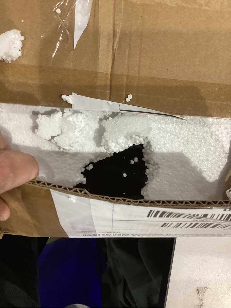 Condition photo showing New/Like New for Fun Memories Floating Shelves for Wall, 48 Inch Floating Shelves for Home Decor, Wall Mounted Rustic Wood Shelves, Bathroom, Hanging Deep Shelf for Bedroom, Living Room, Kitchen (Black, Set of 2) Black 48"W x 6.5"D, 2Packs