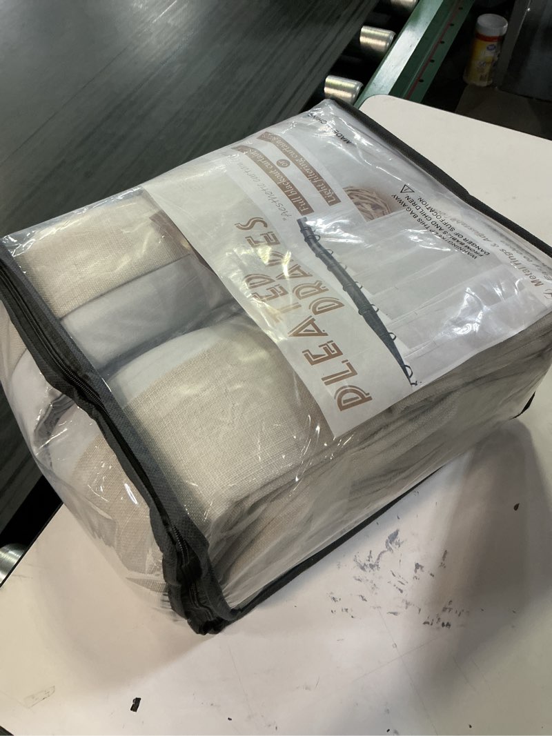 Condition photo showing New/Like New for memory trained pinch pleated nursery curtains 78 inches long 2 panels set, greyish beige blackout natural linen double layer heat blocking noise cancelling rustic window drapes for kids room hook ring greyish beige 40"w x 78"l (pack of 2)