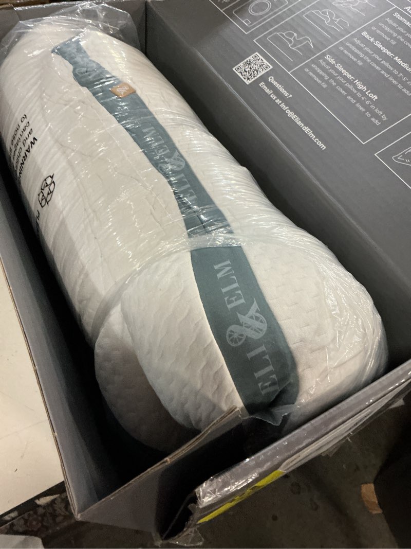 Condition photo showing New/Like New for eli & elm | best ergonomic side sleeper pillow for neck pain. supportive cooling memory foam fill with luxury breathable cover. u-shape contoured design. queen size bed pillow pillow memory foam