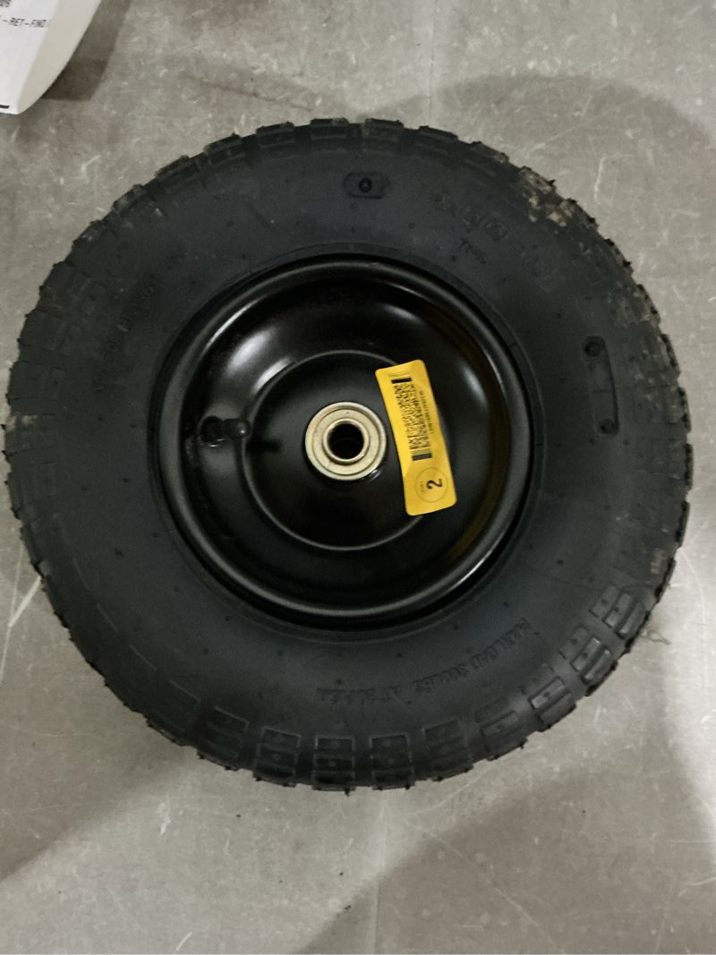 Condition photo showing As Is for used 13 in. air-filled replacement wheel with tire sealant for wheelbarrows hand trucks pressure washers and garden carts