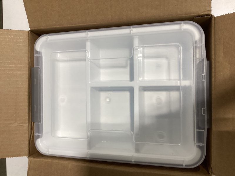 Condition photo showing As Is for citylife 17 qt plastic storage box with removable tray craft organizers and storage clear storage container for organizing bead, tool, sewing, playdoh 17 qt- 1 pack