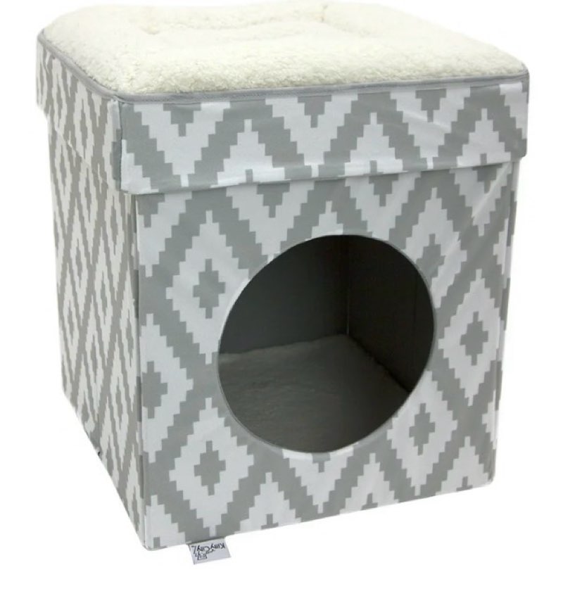 kitty city large cat bed, stackable cat cube, indoor cat condo and house, gray, 19-in