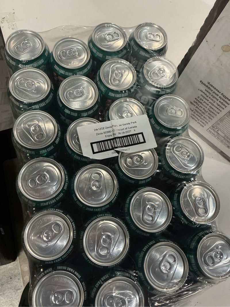 Condition photo showing New/Like New for BB 6/18/27 Zevia Zero Sugar Soda, Rainbow Variety Pack, 12 oz Cans (24-Pack) – Naturally Sweetened, Non-GMO Project Verified, Gluten-Free, Vegan (Variety) Rainbow 12 Fl Oz (Pack of 24)