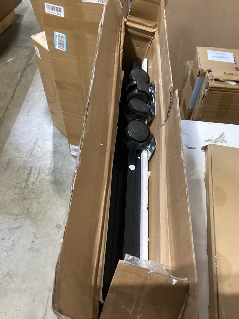 Condition photo showing As Is for aboxoo podium stand - portable podium stand with 4 rolling wheels, pulpits for churches with adjustable shelf, hostess stand, mobile teacher lecterns & podiums for church, classroom, office (black)