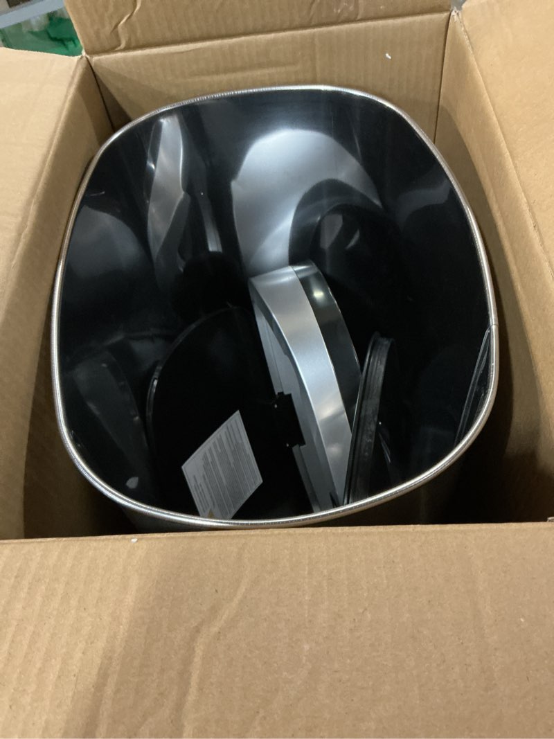 Condition photo showing As Is for BestOffice | 13 Gallon Trash Can with Lid | Automatic Touchless Garbage Can | Odor Control | Modern Oval Design | Easy to Clean | Stainless Steel | Fits Any Kitchen, Bathroom, Office or Home Stainless Steel Stainless Steel