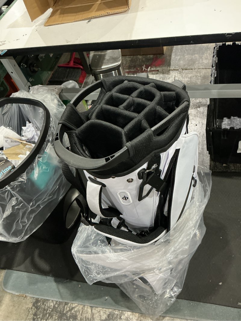 Condition photo showing Good Condition for findway 14 way golf stand bag, lightweight golf bag with stand for men women, golf club carry bag with dual strap, rain cover, multiple pockets, golf ball holder white