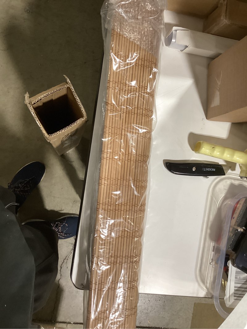 Condition photo showing New/Like New for LazBlinds No Tools No Drill Cordless Bamboo Roman Shades, Light Filtering Window Treatment, Roll Up Bamboo Blinds for Windows 30'' W x 48'' H, Ceylon Light Russet Light Filtering-ceylon Light Russet 30" W x 48" H