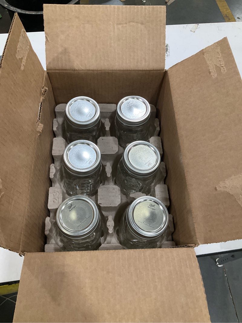 Condition photo showing Good Condition for ball regular mouth glass mason jars with lids and bands, used for canning (pint, 16 ounce (pack of 6)) pint 16 ounce (pack of 6)