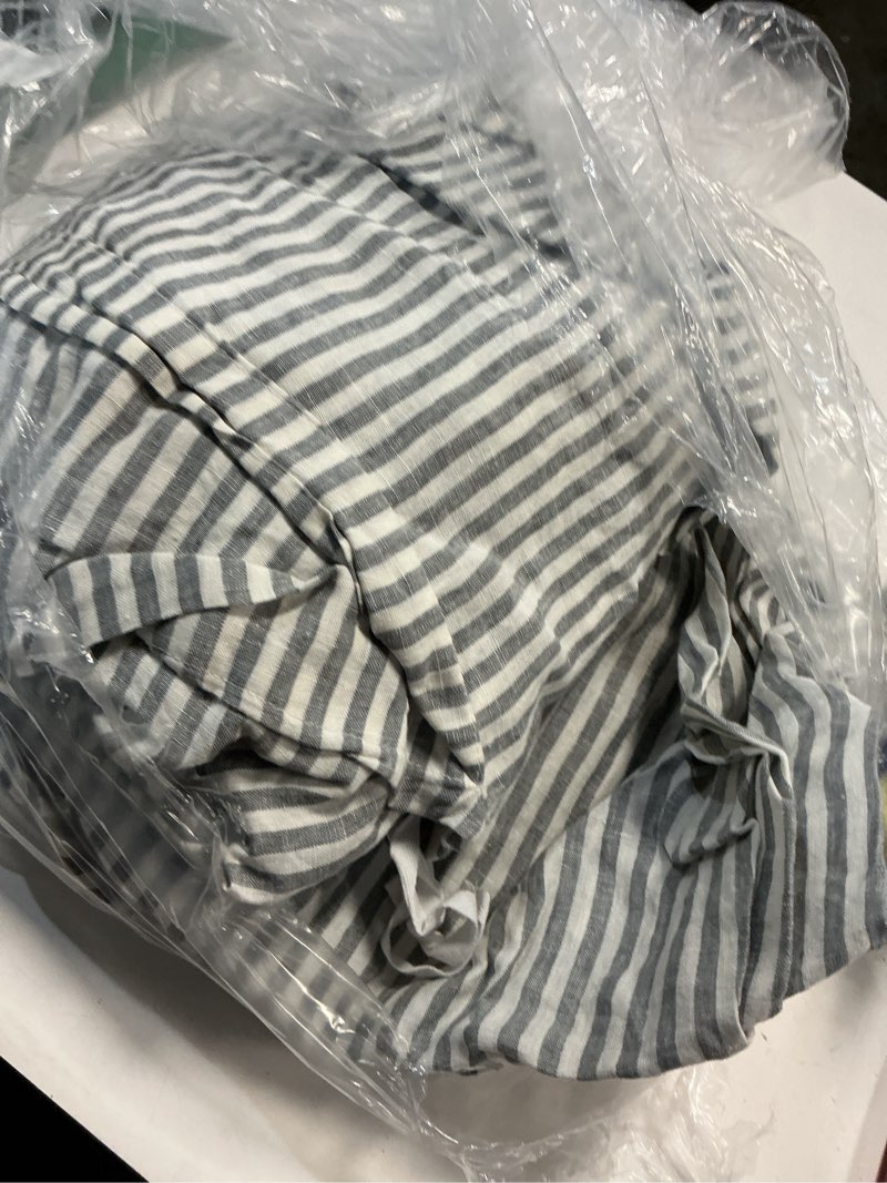 Condition photo showing As Is for european linen stripe duvet cover, king/cal king, grey/white stripe