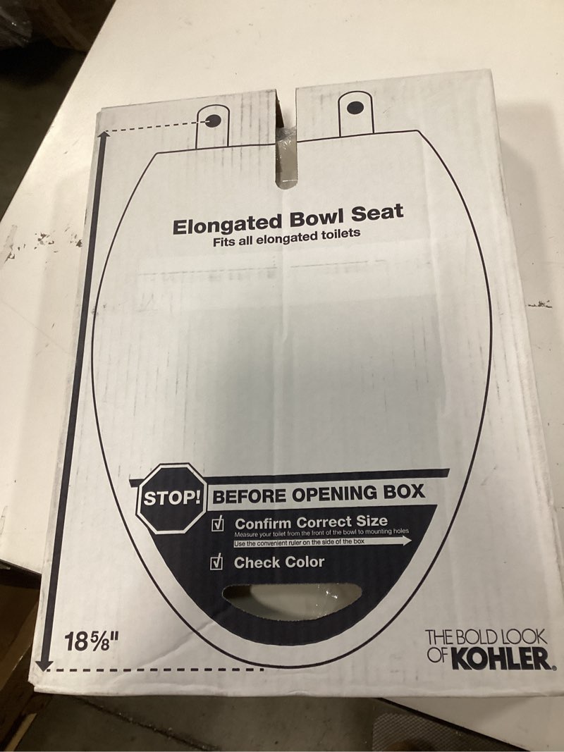 Condition photo showing New/Like New for KOHLER K-4774-96 Brevia Elongated Toilet Seat with Quick-Release Hinges And Quick-Attach Hardware For Easy Clean, Biscuit Elongated Biscuit