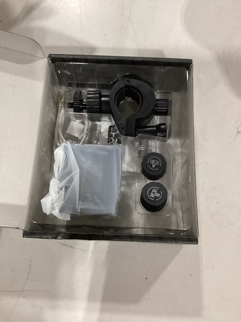 Condition photo showing Good Condition for motorcycle tire pressure monitoring alarm system with solar charge, motorcycle tpms with 2 external sensors, lcd digital display, usb charging, motorbike tyre temperature alarm